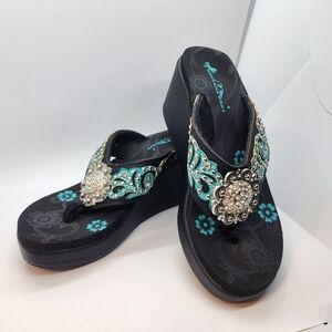 Elegant Black and Turquoise Women's Sandals